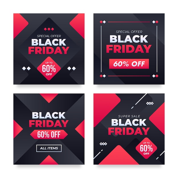 Set di banner per social media del black friday