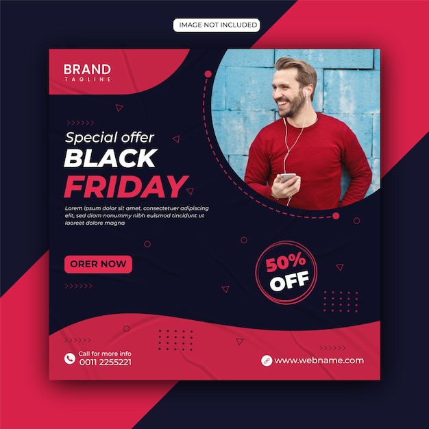 Black friday social media Instagram post design template Premium Vector