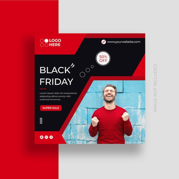 Black friday social media post banner fashion sale e instagram post design template