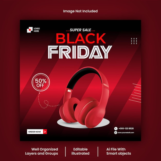 Black Friday social media post design Vector template