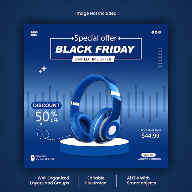 Black Friday social media post design Vector template