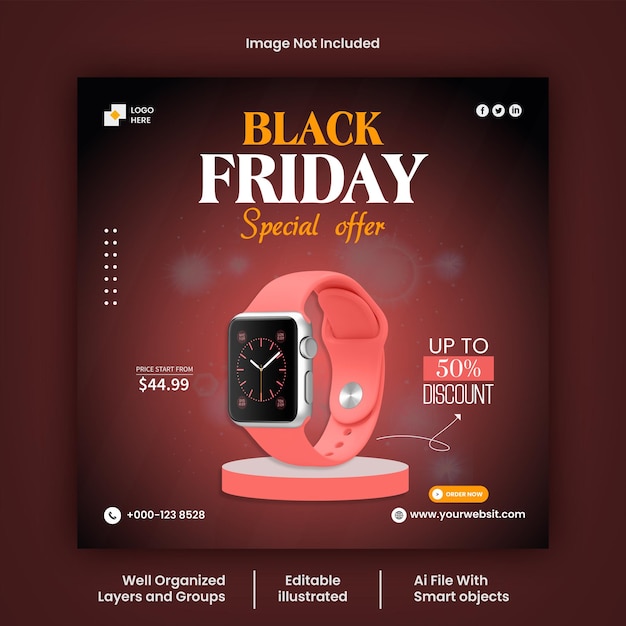 Black friday social media post design vector template