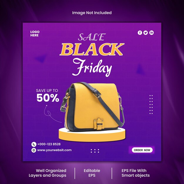 Black friday social media post design vector template