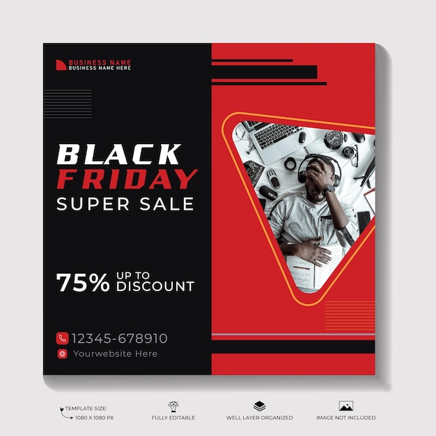 black friday social media post and discount sale banner design template