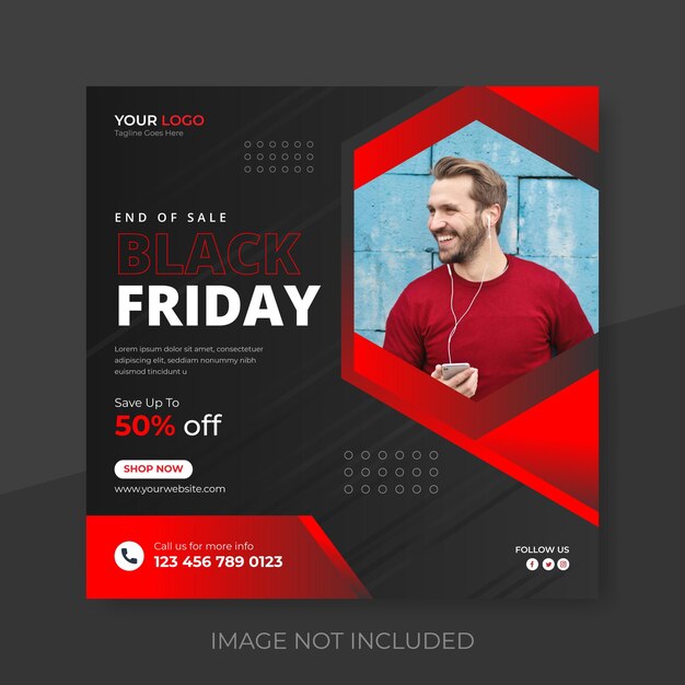 Vector black friday social media post en weekend sale instagram post webbannersjabloon