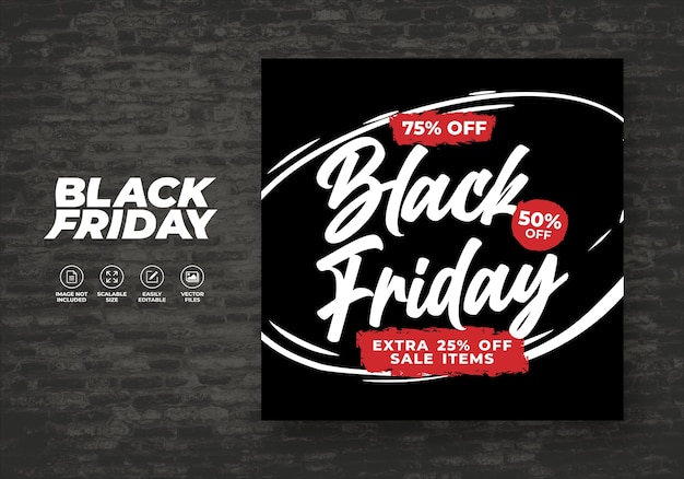 Black friday per i social media sconto post feed modello di banner gratuito