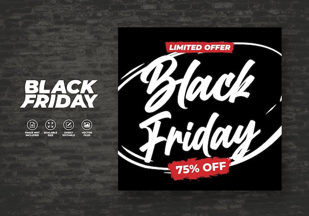 Modello di banner sconto post feed per il black friday social media