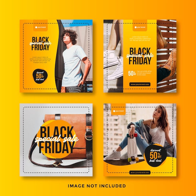 Modello di feed di post sui social media del black friday