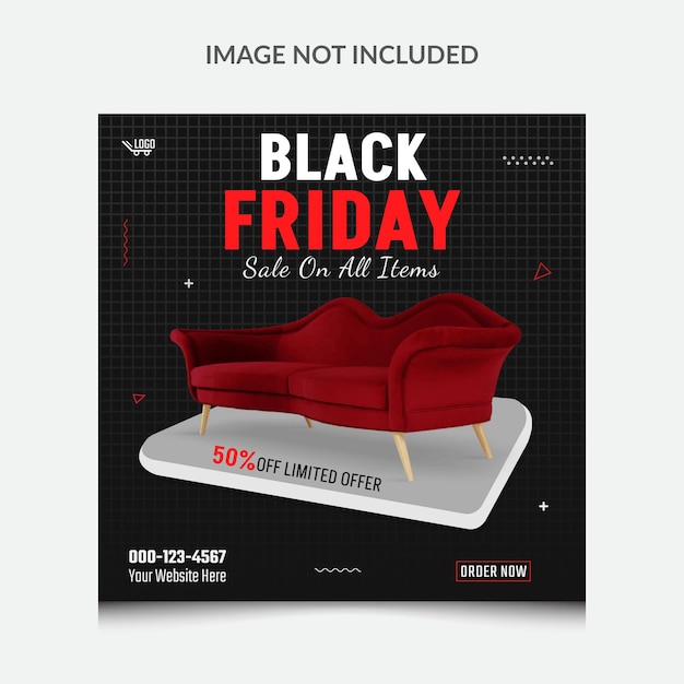 Post sui social media del black friday e modello di post su instagram