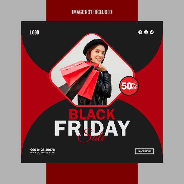 Black Friday social media post template for fashion sale