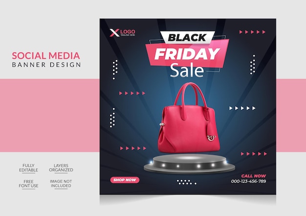 Vector black friday social media post or web banner design template