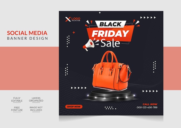 Modello di progettazione di post sui social media o banner web del black friday