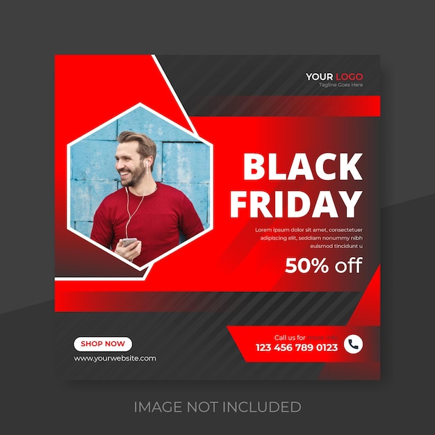 Black Friday social media post and weekend sale Instagram banner premium vector