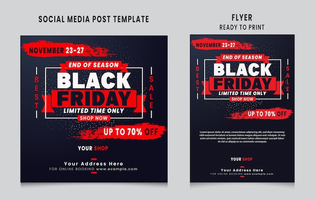 Black Friday social media postontwerp Black Friday flyerontwerp Black Friday verkoop bannerontwerp