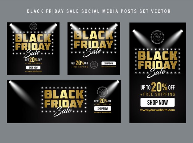 Vettore i post sui social media del black friday hanno impostato il vettore