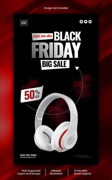 Vector black friday social media story design vector template