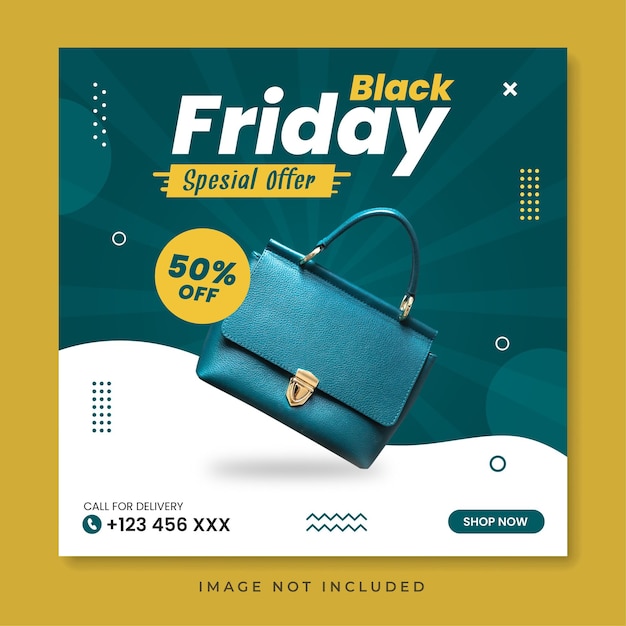 Modello di post sui social media per l'offerta speciale del black friday