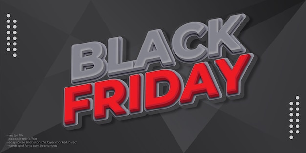 Black friday speciale aanbieding-sjabloon met bewerkbaar teksteffect in 3D-stijl