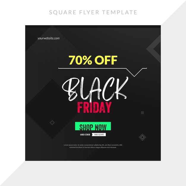 Black friday square company business flyer banner vector template