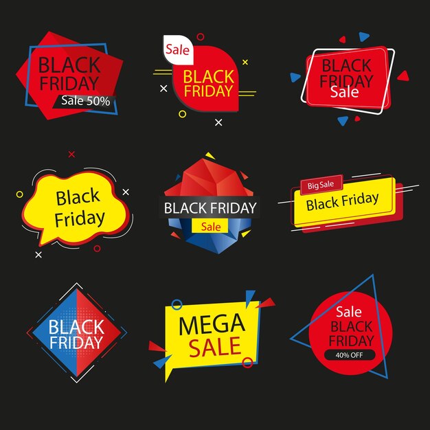 Vector black friday stickers set template