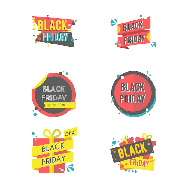 Vector black friday stickers with modern flat style