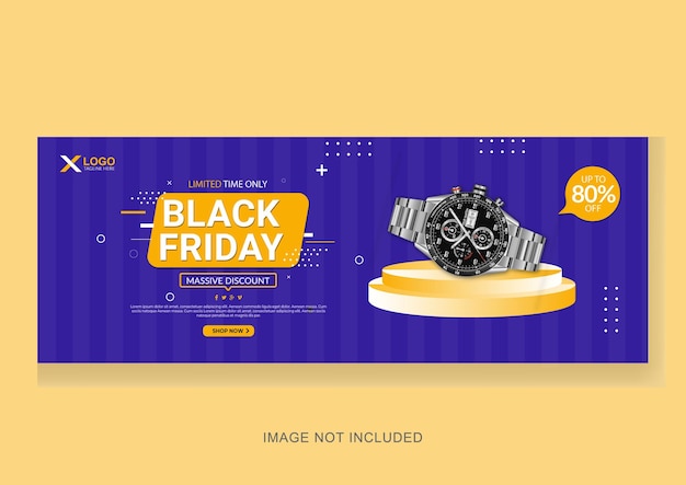 Black friday super biedt facebook-omslag en webbanner-ontwerpsjabloon