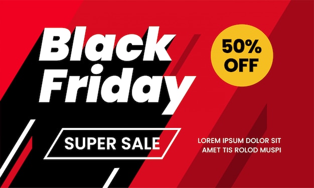 Black friday super sale 50% banner template