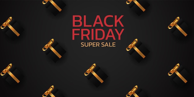 Poster black friday super sale banner sul podio di sfondo scuro in vendita