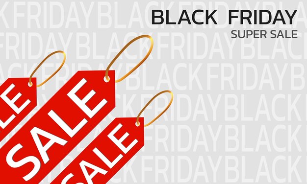 Vettore super saldi del black friday. banner, poster su sfondo scuro. podio in vendita