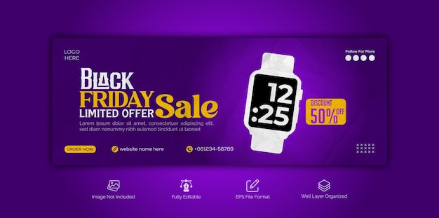 Vector black friday super sale facebook cover template