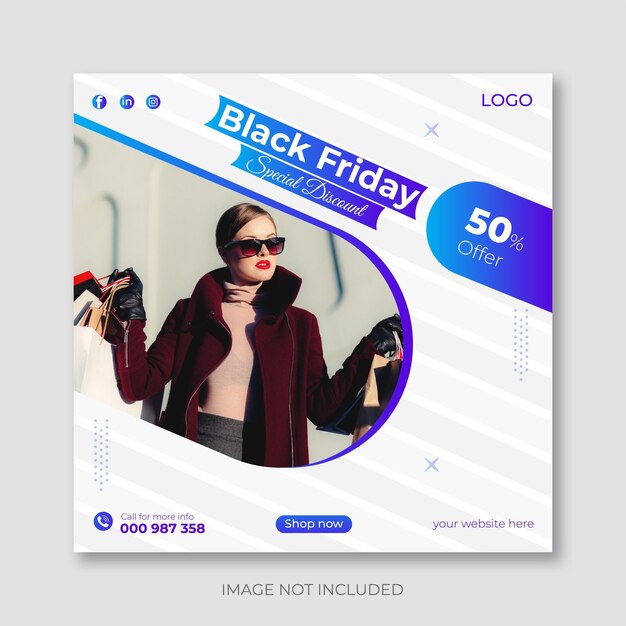 Black friday super sale instagram post and social media post design template