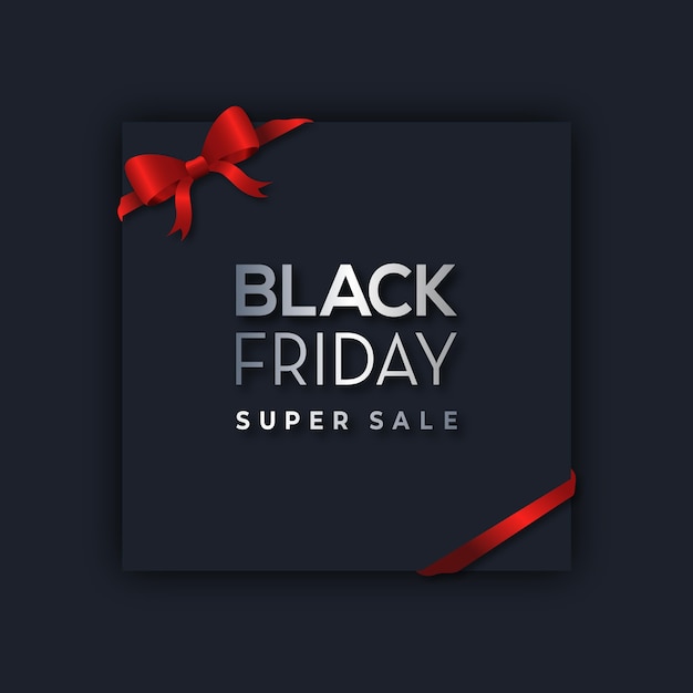 Black Friday Super Sale minimale elegante banner met rode strik