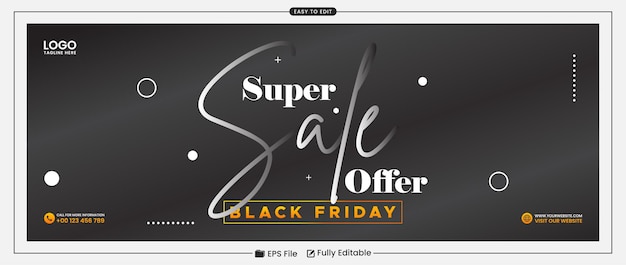 Vettore modello di banner per social media con offerta super vendita del black friday