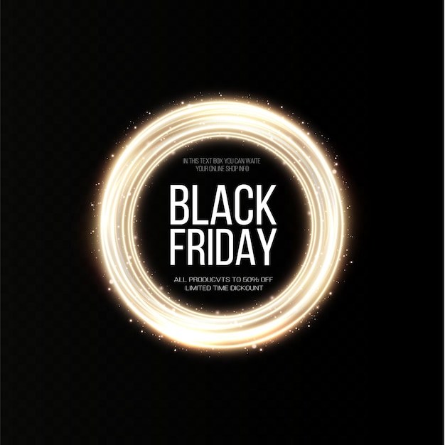 Vector black friday super sale realistic golden luminous round frame discount banner for the holidays