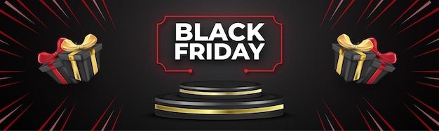 Black Friday Super Sale Realistische zwarte geschenkdozen