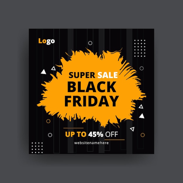 Black Friday super sale social media banner design template vector