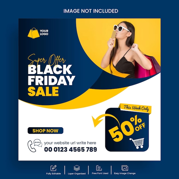 Design del modello di banner per social media in super vendita del black friday