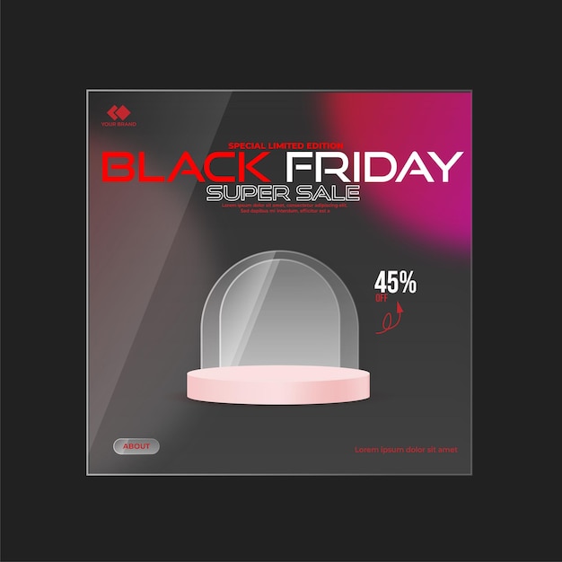 Black friday super sale social media banner template