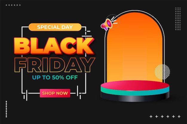 Modello di banner di social media di vendita super black friday