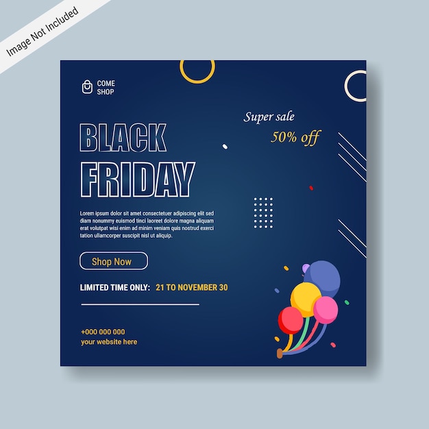 Vettore modello banner per social media super saldi del black friday