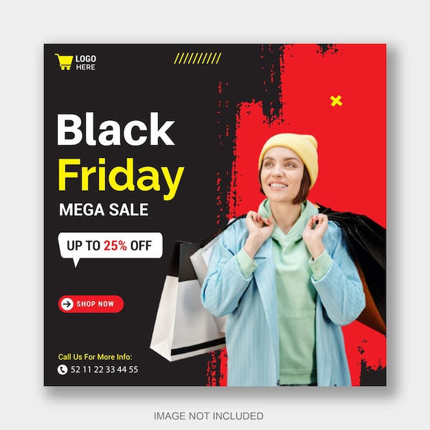 Vector black friday super sale social media post template