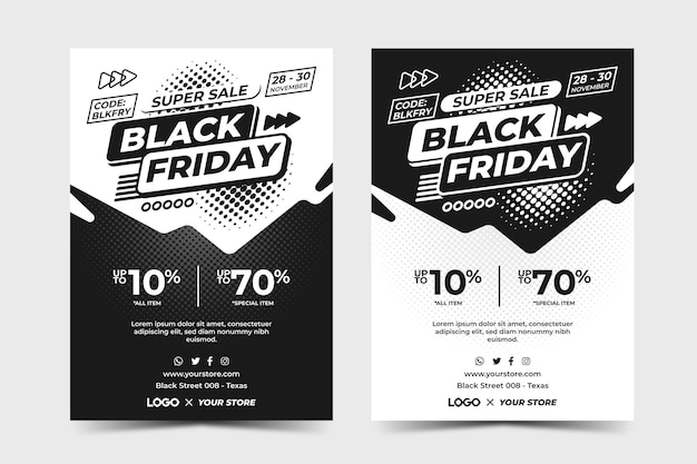 Black Friday Super Sale Zwart-wit Flyer Template