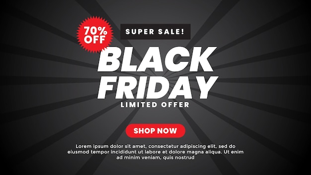 Black friday super sale zwarte banner achtergrondontwerp