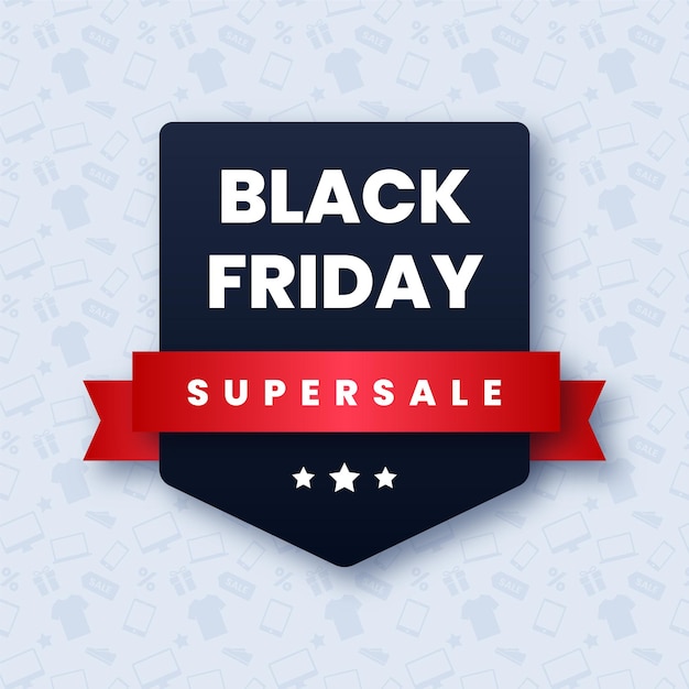 Banner supersale del black friday con nastro