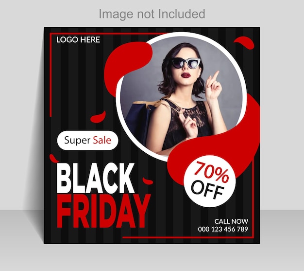 Black friday-superverkoop met speciale aanbieding social media post, bannersjabloonontwerp voor marketing