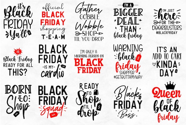 Vettore black friday svg bundle