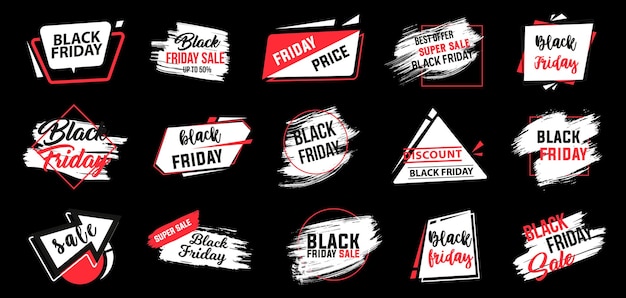 Vettore etichetta tag black friday con testo e cornice banner promozionali di vendita black friday etichetta black friday per idea di banner copertina booklet design di stampa