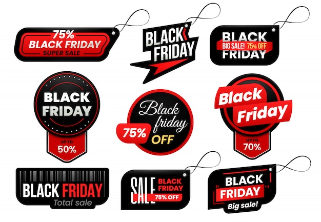 Tag venerdì nero. set di etichette di vendita di marketing