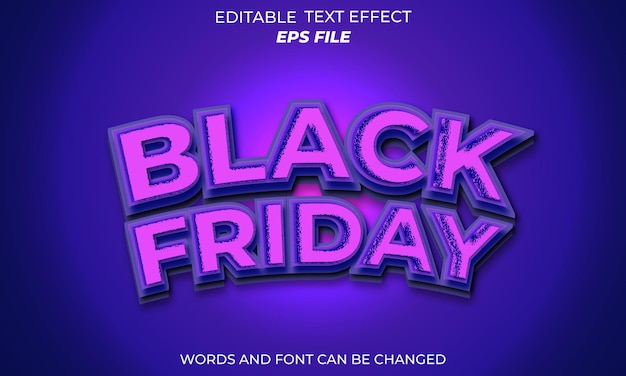 black friday-teksteffect 3d bewerkbare tekstvectorsjabloon