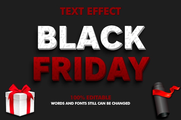 Black friday text effect 3d editable black friday text